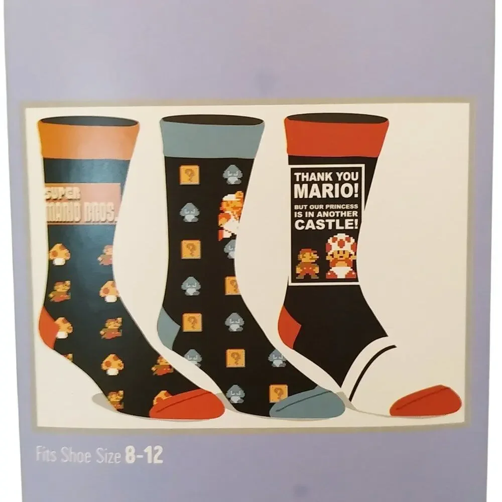 Super Mario Bros. Crew Socks - 3 Pack
